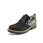 Черни дамски обувки с равна подметка, естествена кожа - всекидневни обувки за пролетта и есента N 10008256