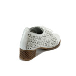 Бели дамски обувки със среден ток, естествена кожа - всекидневни обувки за пролетта и лятото N 10008260