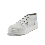 Бели ортопедични дамски обувки с равна подметка, естествена кожа - всекидневни обувки за пролетта и лятото N 10008253