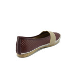 Винени дамски обувки с равна подметка, здрава еко-кожа - ежедневни обувки за пролетта и лятото N 10008317
