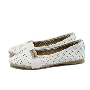 Бели дамски обувки с равна подметка, здрава еко-кожа - всекидневни обувки за пролетта и лятото N 10008328