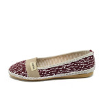 Винени дамски обувки с равна подметка, текстилна материя - ежедневни обувки за пролетта и лятото N 10008319