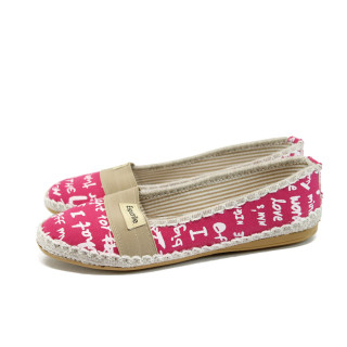 Розови дамски обувки с равна подметка, текстилна материя - ежедневни обувки за пролетта и лятото N 10008323