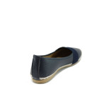 Тъмносини дамски обувки с равна подметка, здрава еко-кожа - ежедневни обувки за пролетта и лятото N 10008324