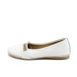 Бели дамски обувки с равна подметка, здрава еко-кожа - ежедневни обувки за пролетта и лятото N 10008327