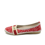 Червени дамски обувки с равна подметка, текстилна материя - ежедневни обувки за пролетта и лятото N 10008322