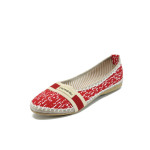 Червени дамски обувки с равна подметка, текстилна материя - ежедневни обувки за пролетта и лятото N 10008322