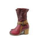 Червени летни дамски боти, естествена кожа - всекидневни обувки за пролетта и лятото N 10008331