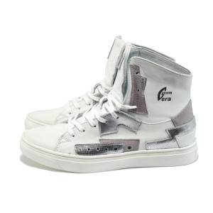 Анатомични бели дамски кецове, естествена кожа - спортни обувки за пролетта и лятото N 10008399