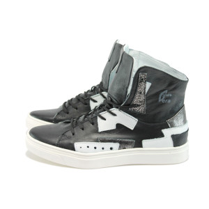 Анатомични черни дамски кецове, естествена кожа - спортни обувки за пролетта и лятото N 10008400