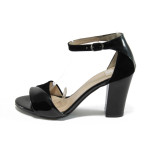 Черни дамски сандали, лачена еко кожа - всекидневни обувки за лятото N 10008414