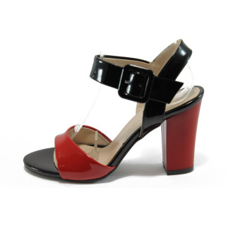 Червени дамски сандали, лачена еко кожа - всекидневни обувки за лятото N 10008415