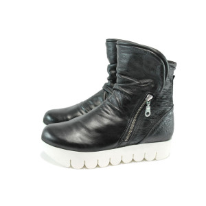 Черни дамски кецове, естествена кожа - всекидневни обувки за целогодишно ползване N 10008432