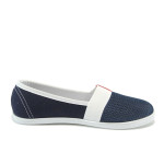 Сини дамски обувки с равна подметка, текстилна материя - всекидневни обувки за пролетта и лятото N 10008448