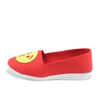 Червени дамски обувки с равна подметка, текстилна материя - всекидневни обувки за пролетта и лятото N 10008444