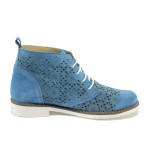 Сини летни дамски боти, естествена кожа - всекидневни обувки за пролетта и лятото N 10008488