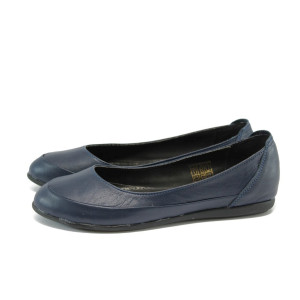 Анатомични сини дамски обувки с равна подметка, естествена кожа - всекидневни обувки за пролетта и лятото N 10008491