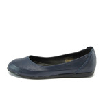 Анатомични сини дамски обувки с равна подметка, естествена кожа - всекидневни обувки за пролетта и лятото N 10008491