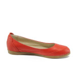 Анатомични червени дамски обувки с равна подметка, естествена кожа - всекидневни обувки за пролетта и лятото N 10008492