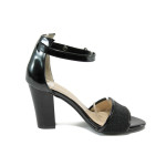 Черни дамски сандали, здрава еко-кожа - официални обувки за лятото N 10008500