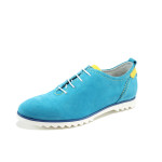 Анатомични сини дамски обувки с равна подметка, естествена кожа - всекидневни обувки за пролетта и есента N 10005738