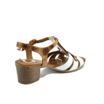 Анатомични бели дамски сандали, естествена кожа - всекидневни обувки за лятото N 10008527