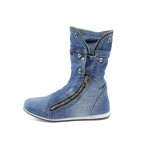Сини летни дамски боти, текстилна материя - всекидневни обувки за пролетта и лятото N 10008523