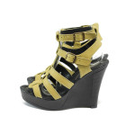 Анатомични жълти дамски сандали, естествена кожа - всекидневни обувки за лятото N 10005744