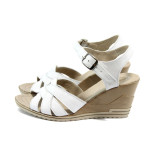 Анатомични бели дамски сандали, естествена кожа - всекидневни обувки за лятото N 10008558