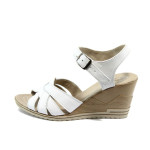 Анатомични бели дамски сандали, естествена кожа - всекидневни обувки за лятото N 10008558