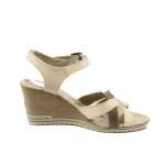 Анатомични бежови дамски сандали, естествена кожа - всекидневни обувки за лятото N 10005747