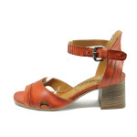 Анатомични червени дамски сандали, естествена кожа - всекидневни обувки за пролетта и лятото N 10008655