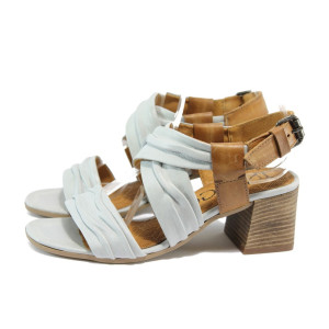 Анатомични бели дамски сандали, естествена кожа - всекидневни обувки за пролетта и лятото N 10008656