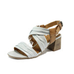 Анатомични бели дамски сандали, естествена кожа - всекидневни обувки за пролетта и лятото N 10008656