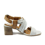 Анатомични бели дамски сандали, естествена кожа - всекидневни обувки за пролетта и лятото N 10008656