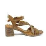 Анатомични кафяви дамски сандали, естествена кожа - всекидневни обувки за пролетта и лятото N 10008657