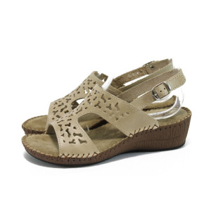 Бежови ортопедични дамски сандали, естествена кожа - всекидневни обувки за лятото N 10008660