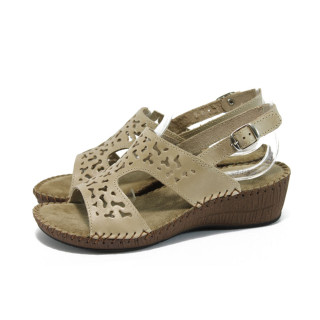 Бежови ортопедични дамски сандали, естествена кожа - всекидневни обувки за лятото N 10008660