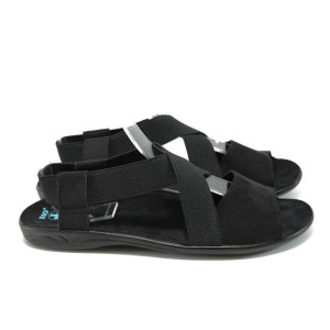анатомични черни дамски сандали, текстилна материя - всекидневни обувки за лятото N 10008662