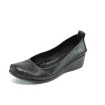 Анатомични черни дамски обувки с платформа, естествена кожа - всекидневни обувки за пролетта и лятото N 10008676