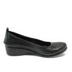 Анатомични черни дамски обувки с платформа, естествена кожа - всекидневни обувки за пролетта и лятото N 10008676