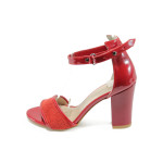 Червени дамски сандали, здрава еко-кожа - официални обувки за лятото N 10008677