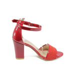 Червени дамски сандали, здрава еко-кожа - официални обувки за лятото N 10008677