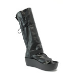 Черни летни дамски ботуши, естествена кожа - всекидневни обувки за лятото N 10008687