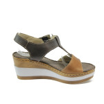 Анатомични кафяви дамски сандали, естествена кожа - всекидневни обувки за лятото N 10008689