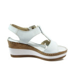 Анатомични бели дамски сандали, естествена кожа - всекидневни обувки за лятото N 10008690