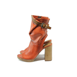 Анатомични червени летни дамски боти, естествена кожа - всекидневни обувки за лятото N 10008692