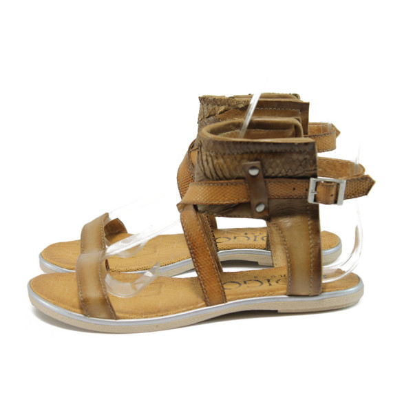 Анатомични бежови дамски сандали, естествена кожа - всекидневни обувки за лятото N 10008693