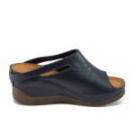 Анатомични сини дамски чехли, естествена кожа - всекидневни обувки за пролетта и лятото N 10008697
