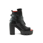 Черни летни дамски боти, естествена кожа - всекидневни обувки за лятото N 10008706